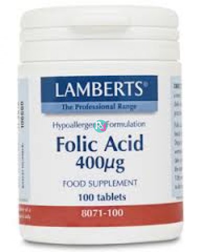 Lamberts Folic Acid 400μg 100tabls